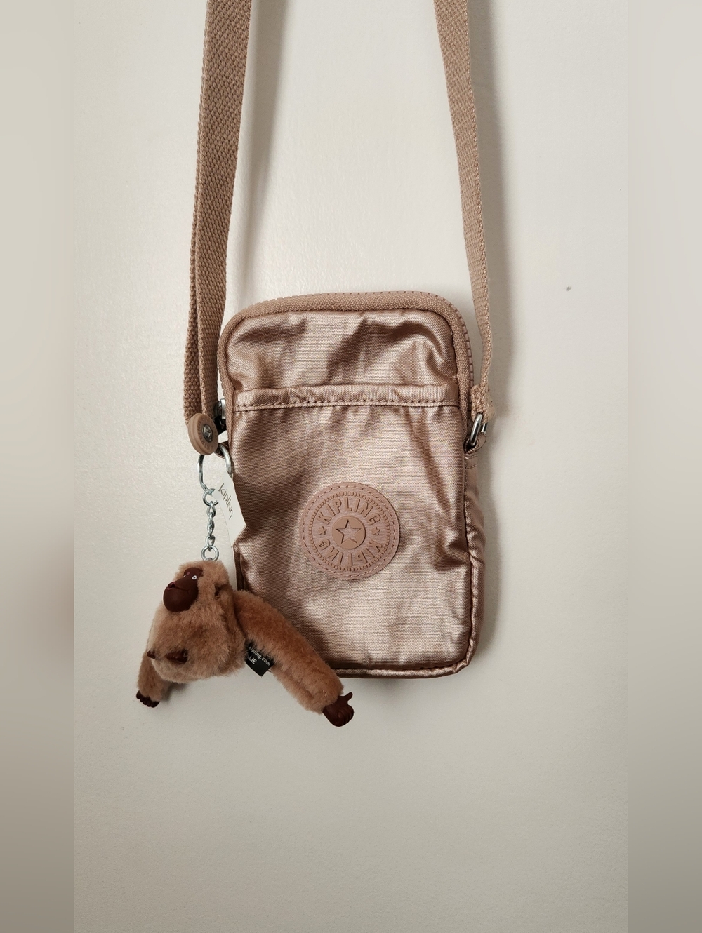 Kipling Metallic Rose Gold Crossbody/Phone Pouch